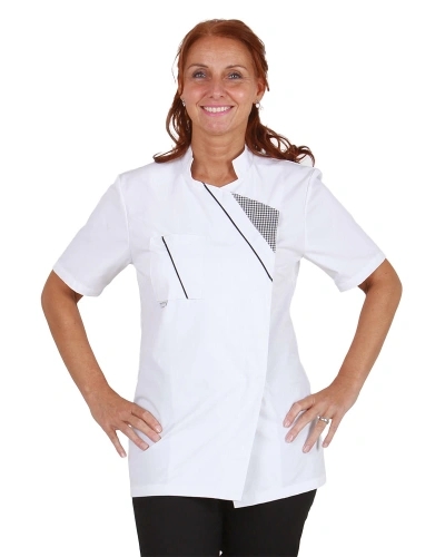 Dámský kuchařský rondon, krátký rukáv, bílý