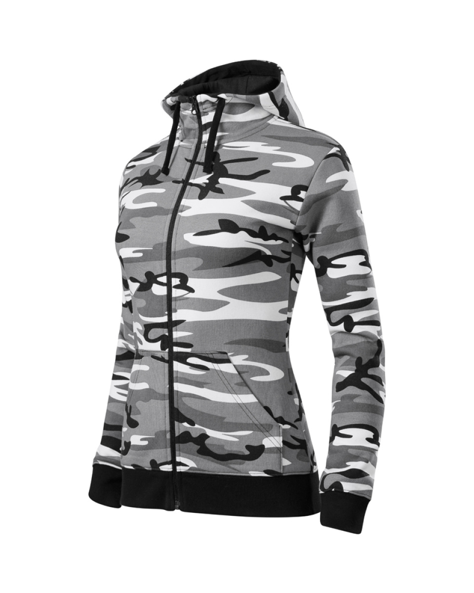 Levně Mikina dámská Camo Zipper - S-XXL - camouflage gray