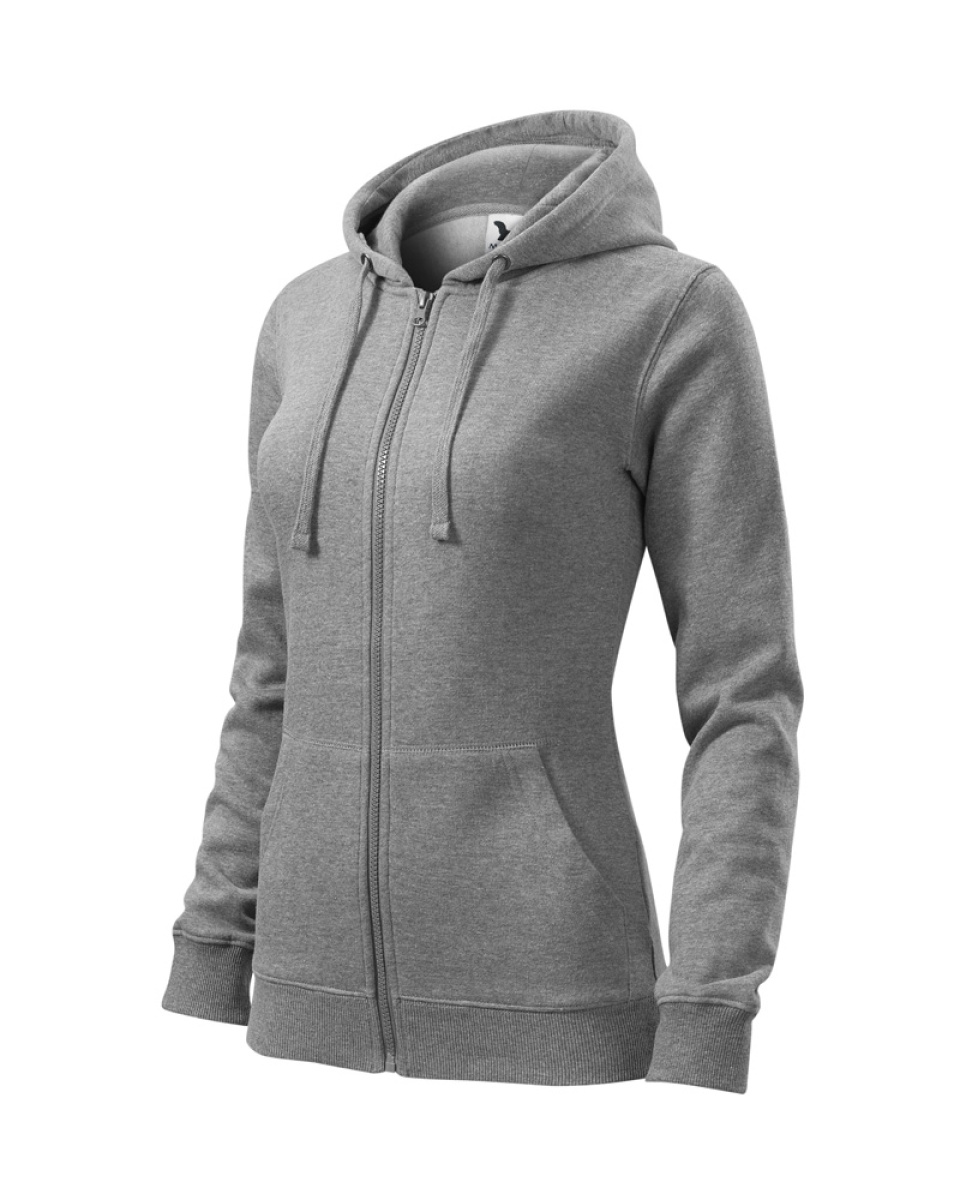 Levně Mikina dámská Trendy Zipper 411 - XS-XXL - tmavě šedý melír