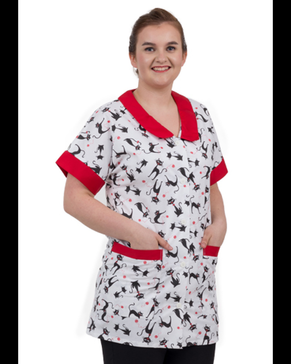 Levně Halena dám. prac. propínací, 0289, kimono rukáv, BA 140, VS170, KOČKY/červená Rd