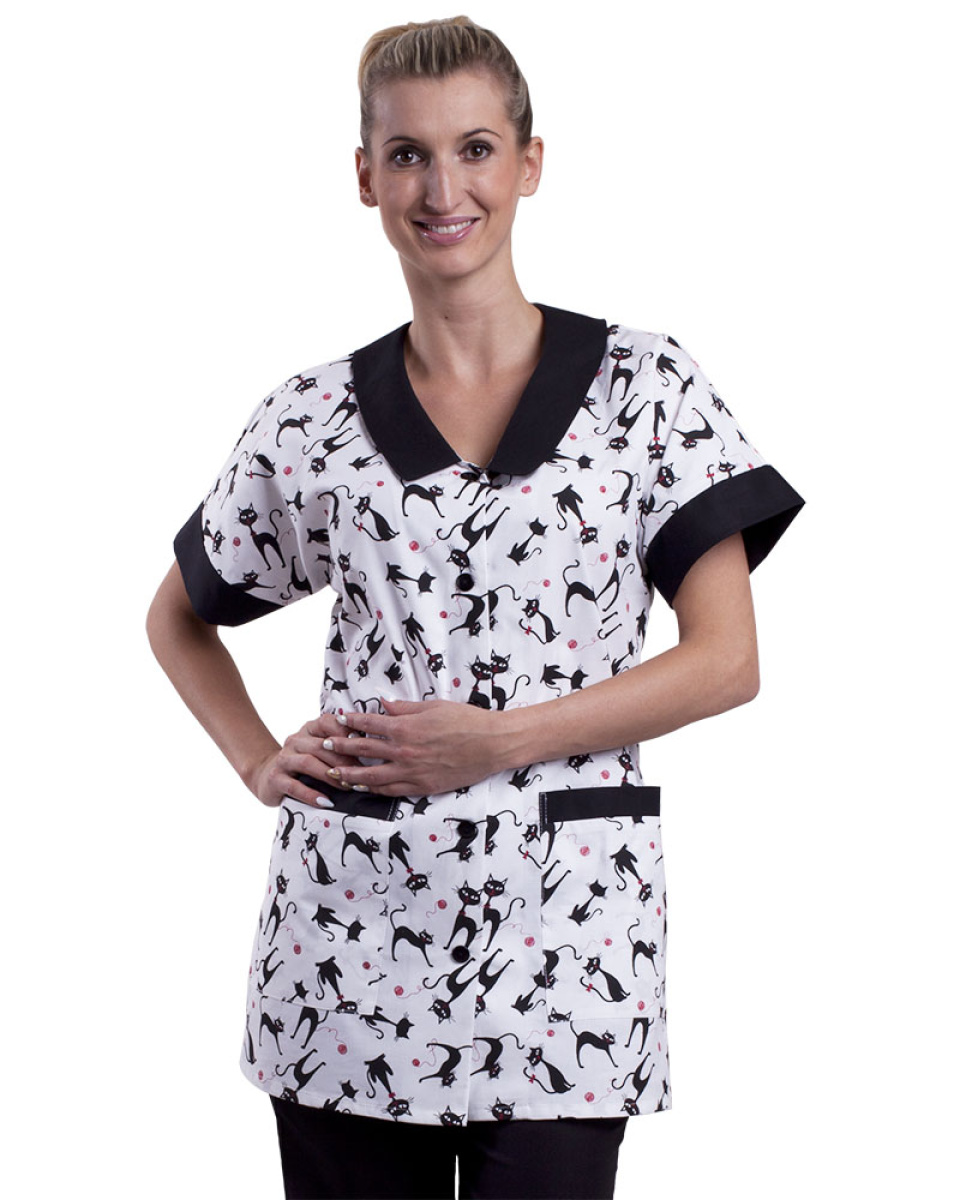 Levně Halena dám. prac. propínací, 0289, kimono rukáv, BA 140, VS170, KOČKY/černá