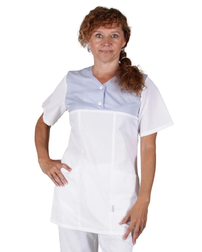 Dámská zdravotnická pracovní halena, bílo-modrá