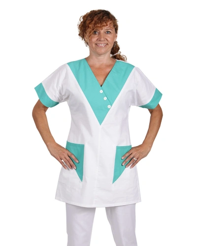 Dámská zdravotnická halena 0287 - bílo-tyrkysová Dámská zdravotnická halena 0287 - bílo-tyrkysová