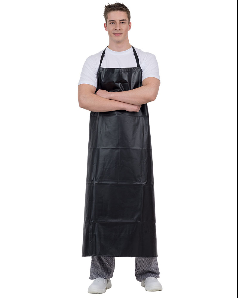 Levně Zástěra pán. prac. s laclem, pogumovaná, 0063, 88x120cm, BA/PVC 276 g/m2, VS182, černá