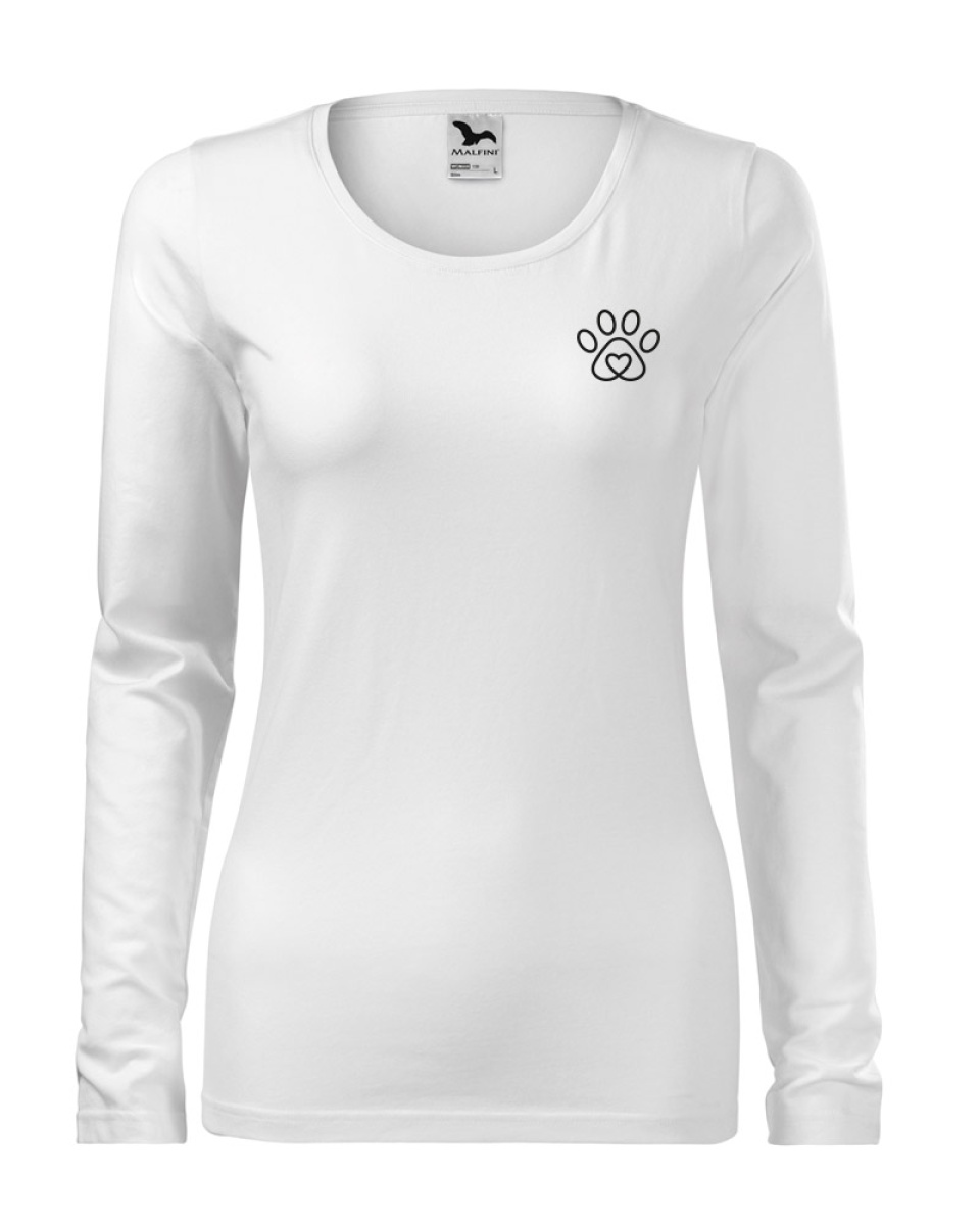 Triko dámské SLIM 139 - XS-XXL - bílá / černý potisk veterina sito