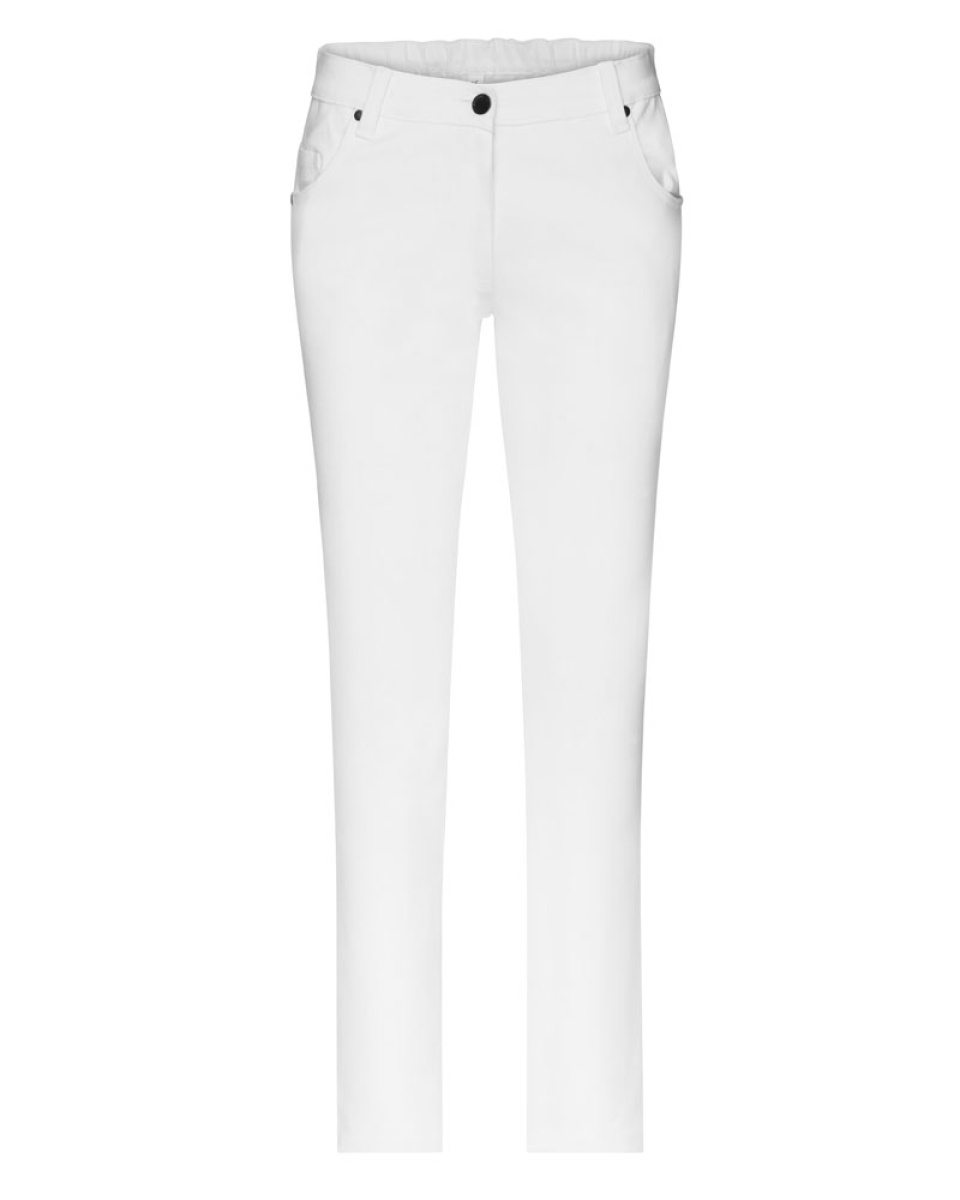 Levně Dámské kalhoty JN3001 - Ladies 5-Pocket-Stretch-Pants - bílé
