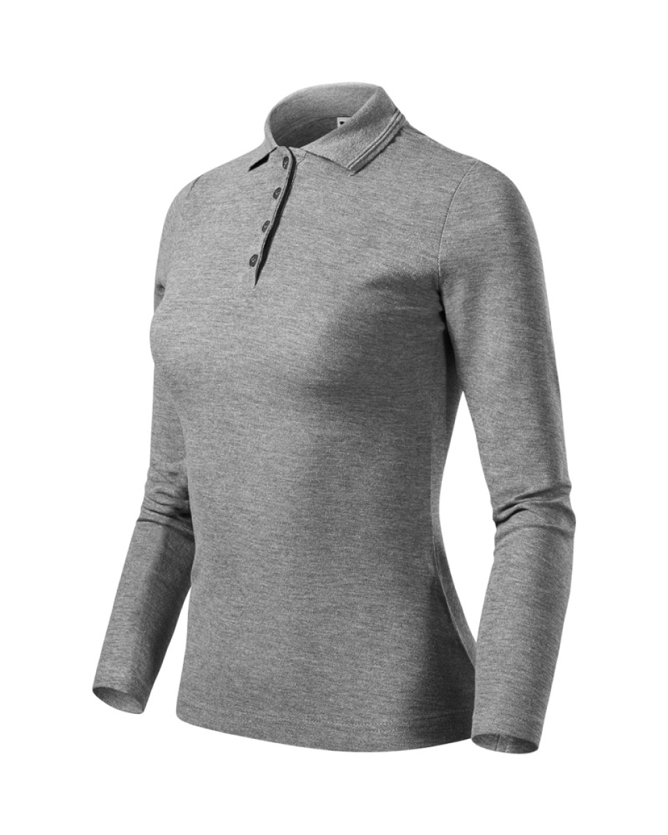 Levně Polokošile dámská PIQUE POLO LS 231 - XS-XXL - tmavě šedý melír
