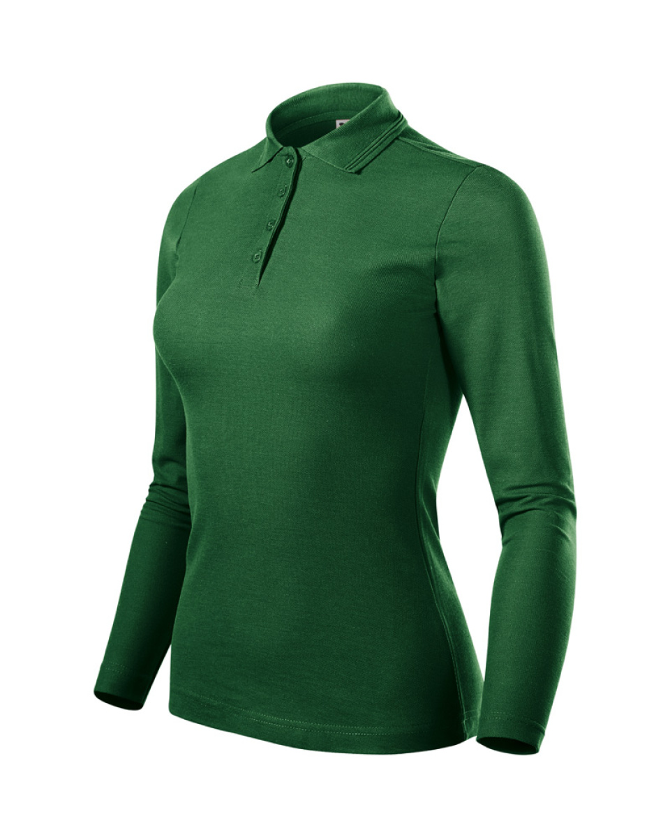 Levně Polokošile dámská PIQUE POLO LS 231 - XS-XXL - lahvově zelená
