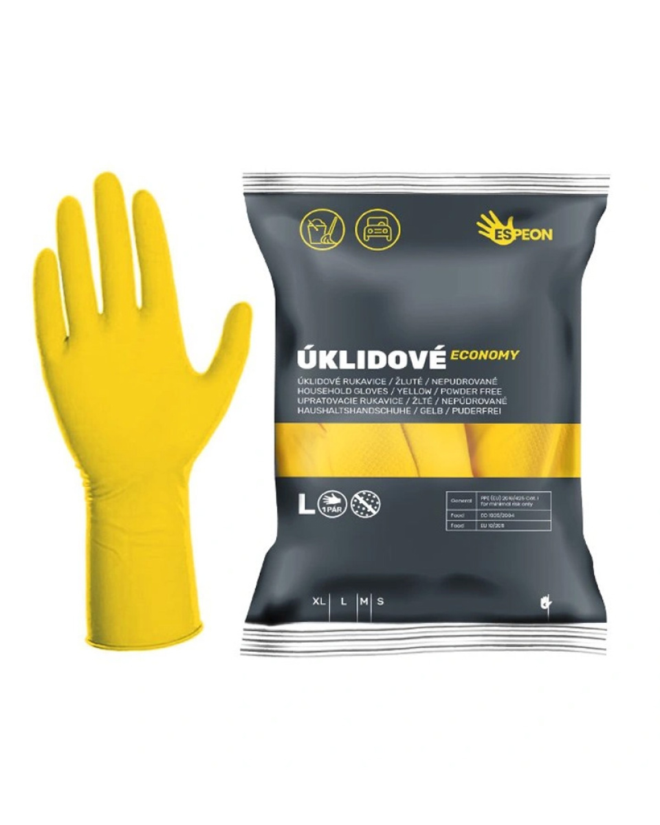 Levně Rukavice latexové ECONOMY, nepudrované, 1 pár, 25g, žluté