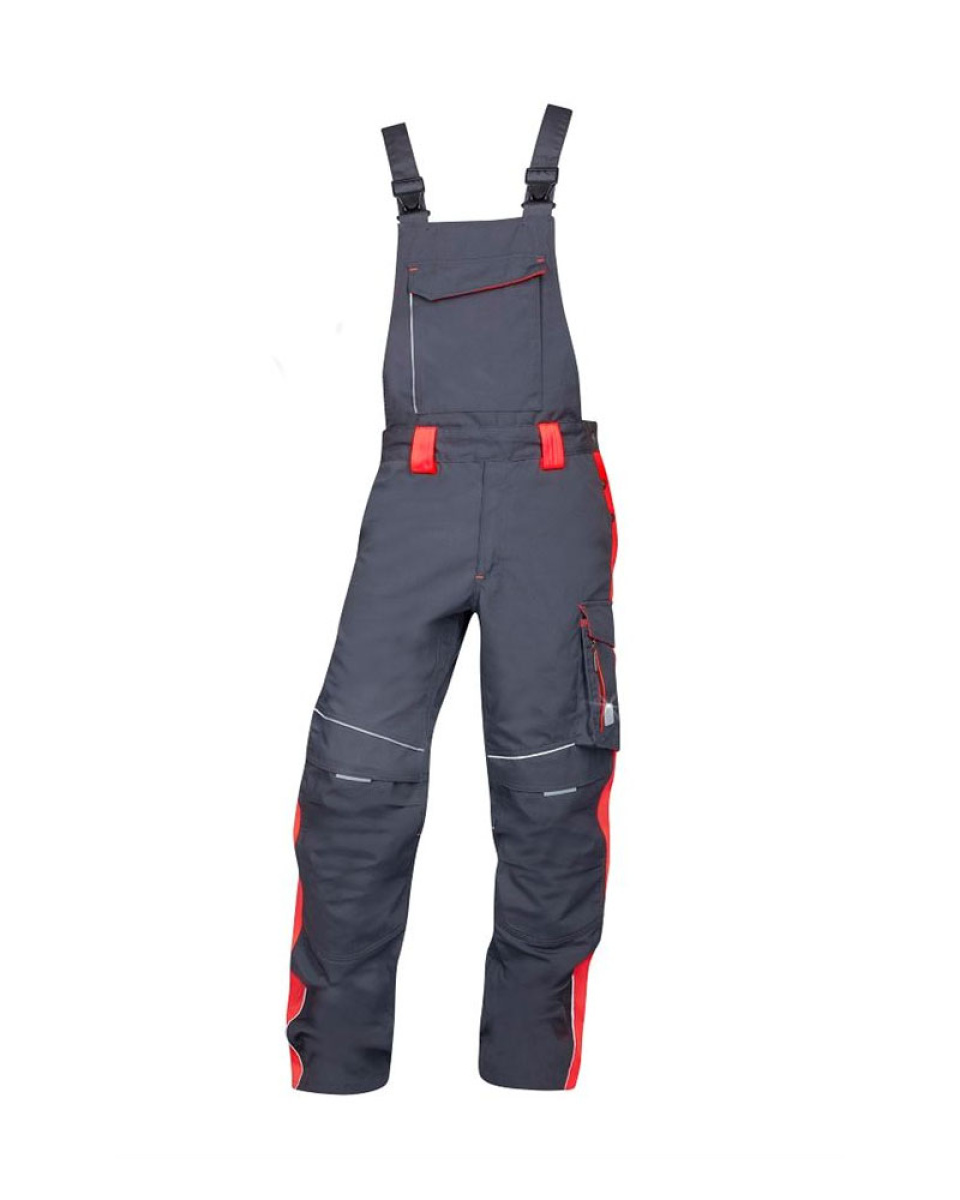 Levně Kalhoty s laclem NEON - H6405 šedá/červená