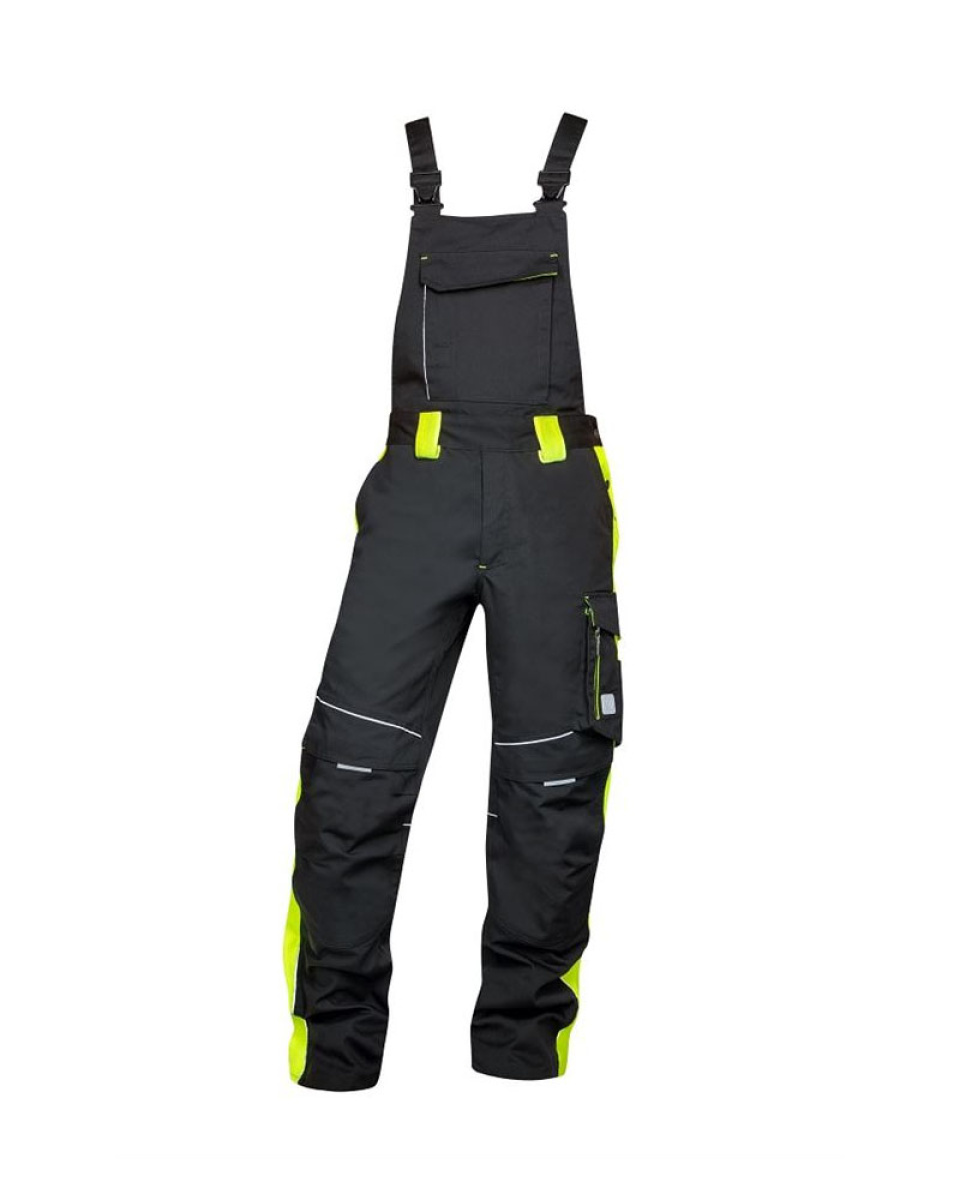 Levně Kalhoty s laclem NEON - H6402 černá /žlutá