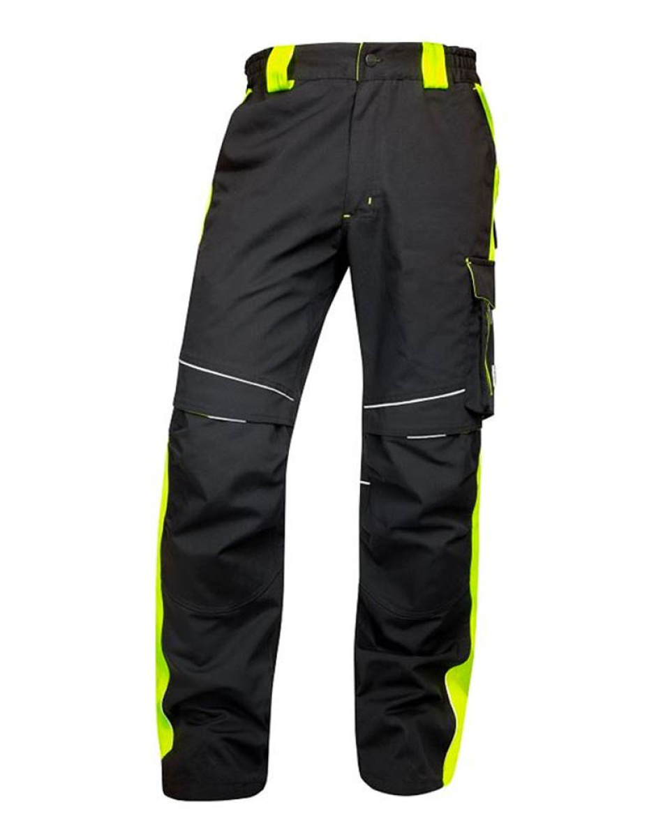 Levně Kalhoty do pasu NEON - H6401 - černo-žluté
