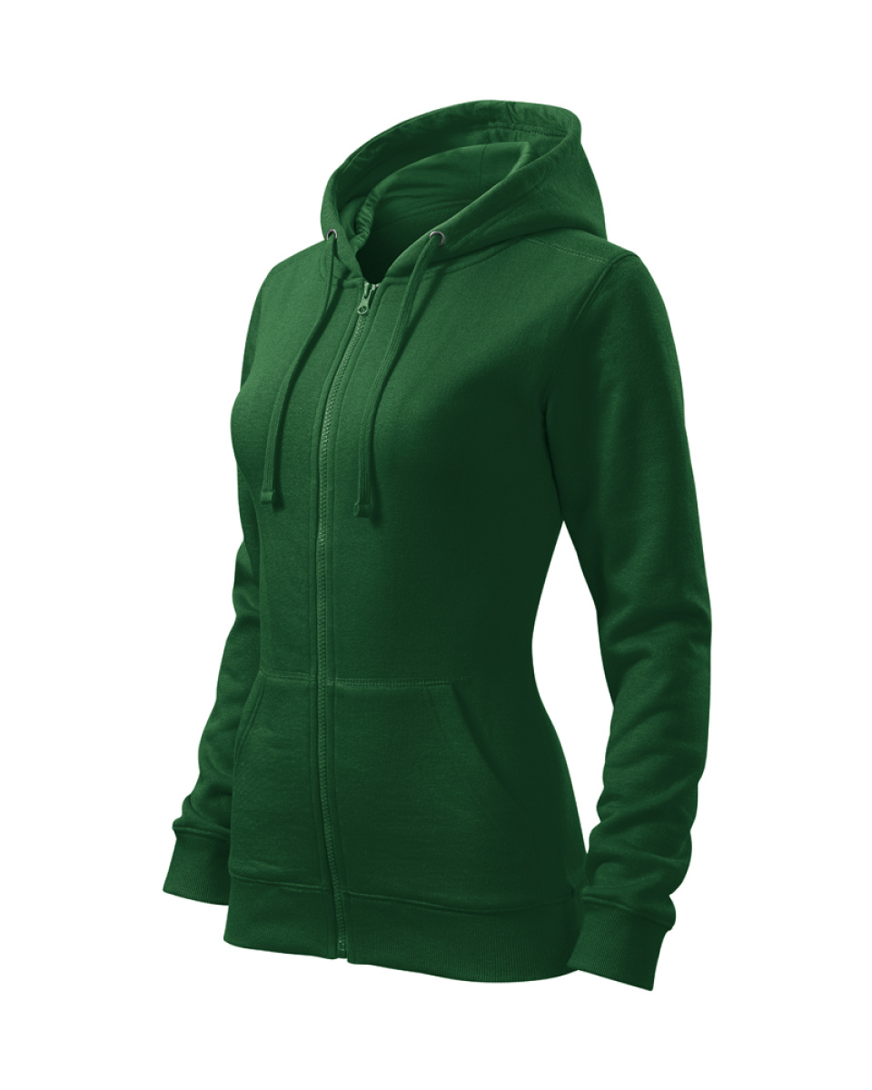 Levně Mikina dámská Trendy Zipper 411 - XS-XXL - lahvově zelená