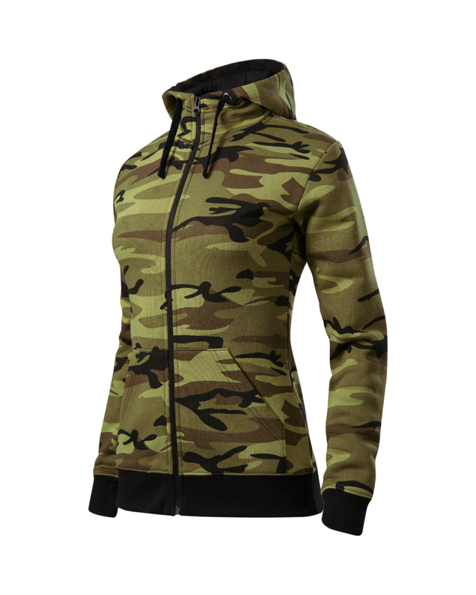 Levně Mikina dámská Camo Zipper - S-XXL - camouflage green
