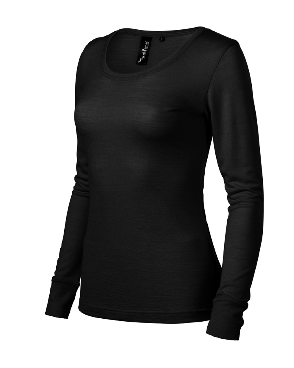 Levně Triko dámské MERINO RISE LS, S-XXL - černá