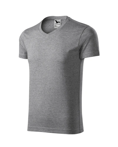 Tričko Slim Fit V-neck pánské - tmavě šedý melír