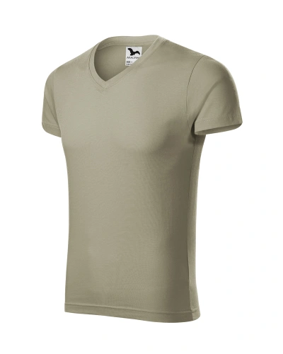 Triko Slim Fit V-neck pánské - světlá khaki Triko Slim Fit V-neck pánské - světlá khaki