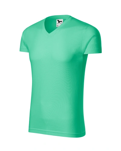 Triko Slim Fit V-neck pánské - mátové