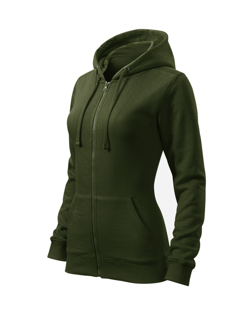 Levně Mikina dámská Trendy Zipper 411 - XS-XXL - Military