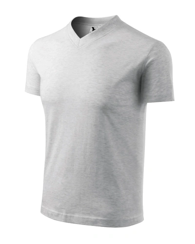 Unisexové tričko V-NECK - světle šedý melír