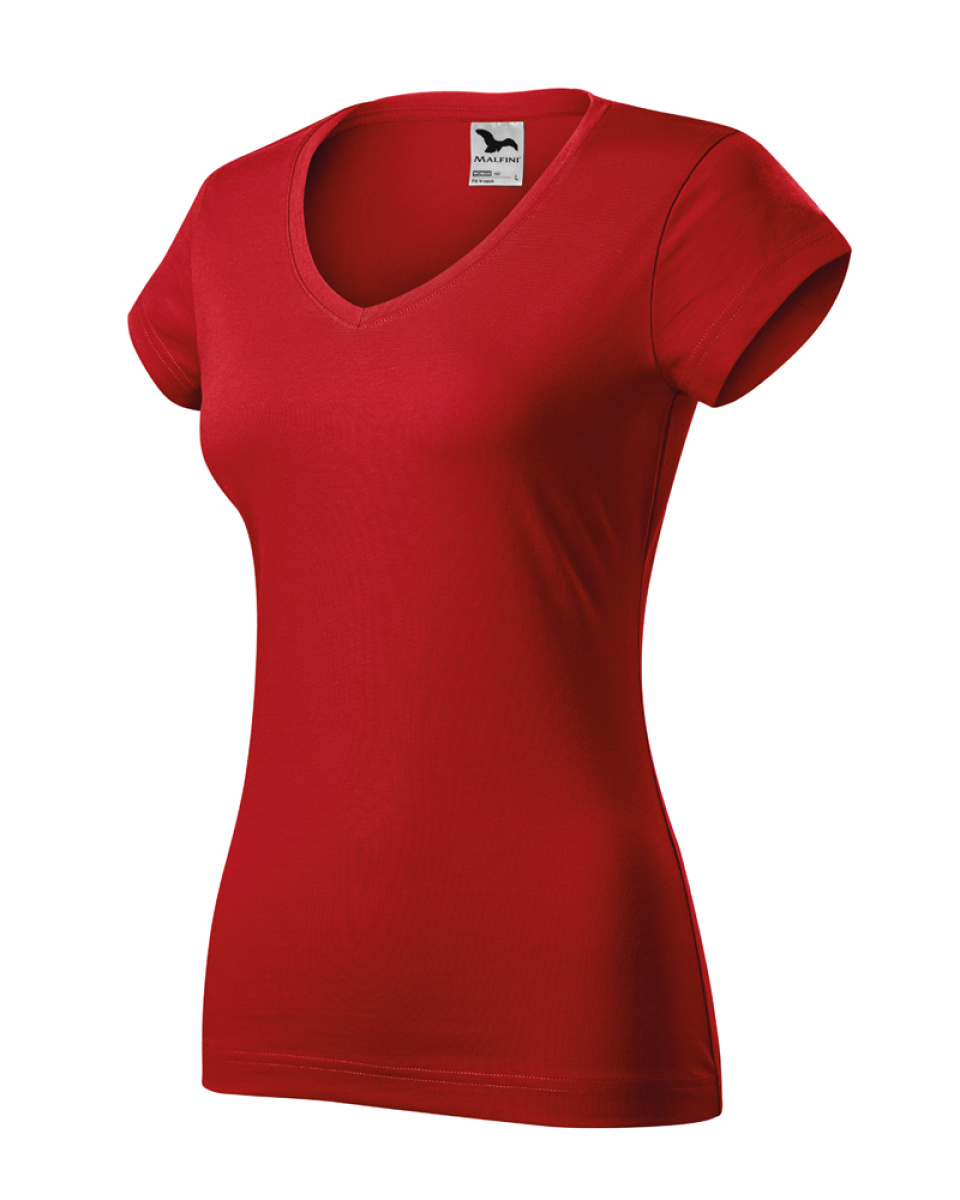 Levně Tričko dámské FIT V-NECK 162 - XS-XXL - červená