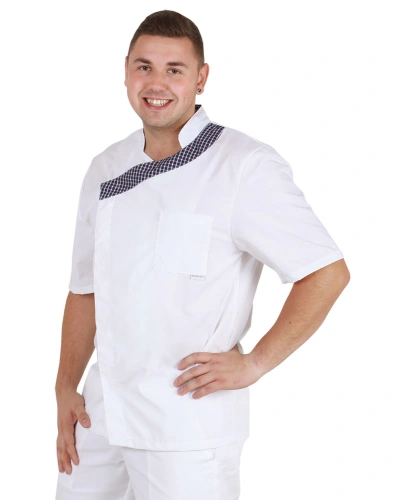 Pánský kuchařský rondon PAVEL, bílo-modrý