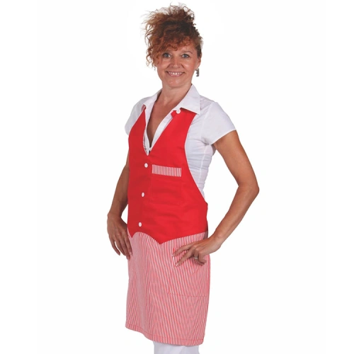 Unisexová  gastro zástěra s vestičkou 0060 - červená Unisexová  gastro zástěra s vestičkou 0060 - červená