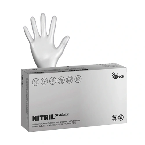 Nitrilové rukavice NITRIL SPARKLE, perleťově stříbrné Nitrilové rukavice NITRIL SPARKLE, perleťově stříbrné