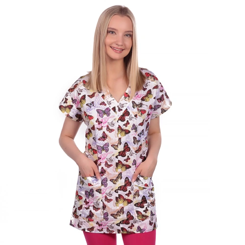 Dámská pracovní halena MAGDALÉNA, motýli Dámská pracovní halena MAGDALÉNA, motýli