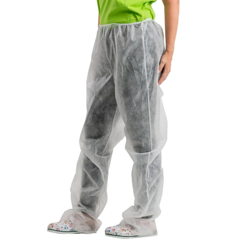 Jednorázové kalhoty do gumy, bílé