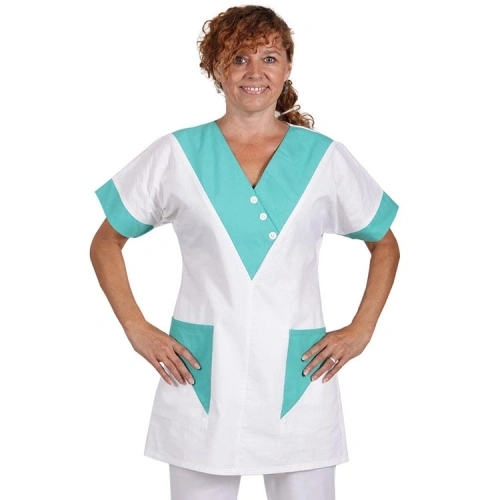Dámská zdravotnická halena 0287 - bílo-tyrkysová Dámská zdravotnická halena 0287 - bílo-tyrkysová